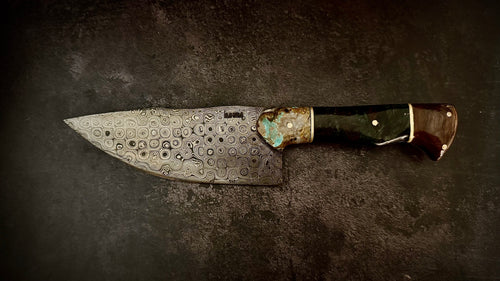 Green Redwood Burl, Black Walnut and No.8 Turquoise Chef