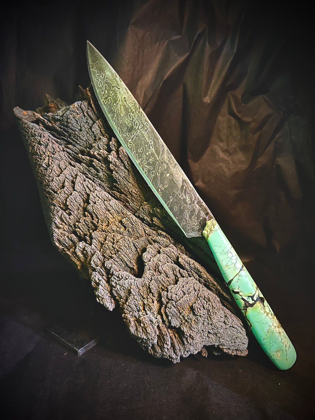Lemon Chrysophrase Canister Damascus Carving Knife