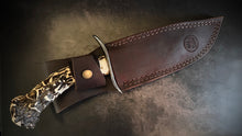 Load image into Gallery viewer, Argentinian meteorite and 1084 high carbon steel canister damascus and red stag antler 